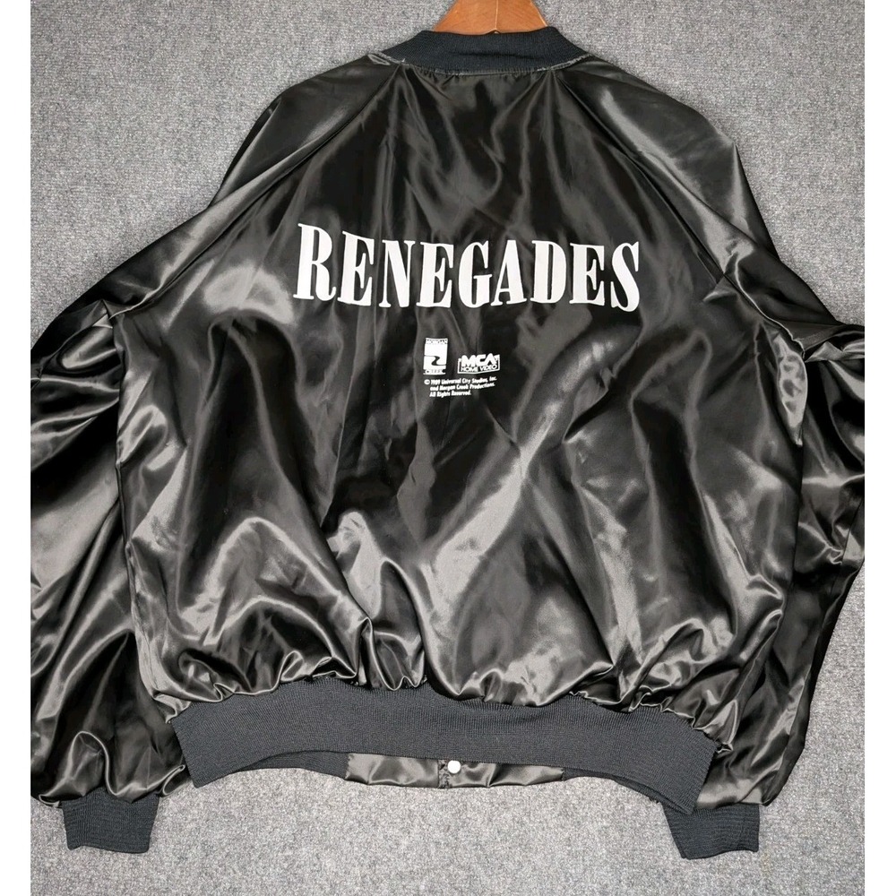 Vtg 1989 Hartwell Black Satin XL Jacket Renegades‎ Movie Universal Studios RARE